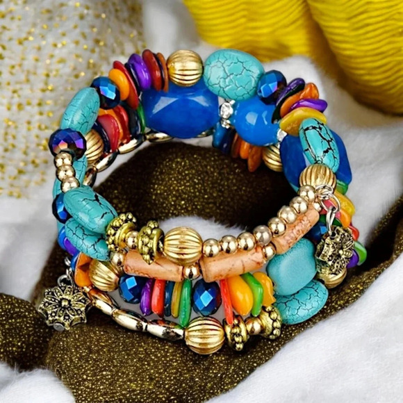 ποΈ Handmade Wrap Around Beaded Colorful Fashion Bracelet Trendy Boho-Chic - Picture 11 of 15